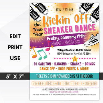 New Year Sneaker Dance Party Invite